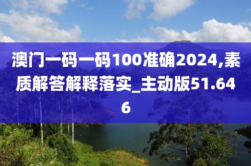 澳門一碼一碼100準確2024,素質解答解釋落實_主動版51.646