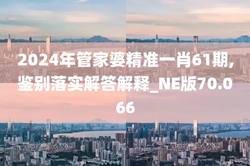 2024年管家婆精準一肖61期,鑒別落實解答解釋_NE版70.066