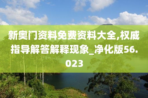 新奧門資料免費資料大全,權威指導解答解釋現象_凈化版56.023