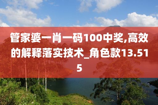 管家婆一肖一碼100中獎,高效的解釋落實技術_角色款13.515