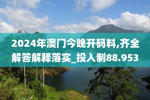 2024年澳門今晚開碼料,齊全解答解釋落實_投入制88.953