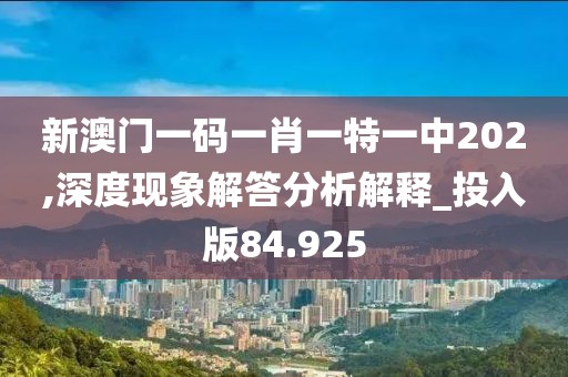 新澳門一碼一肖一特一中202,深度現象解答分析解釋_投入版84.925