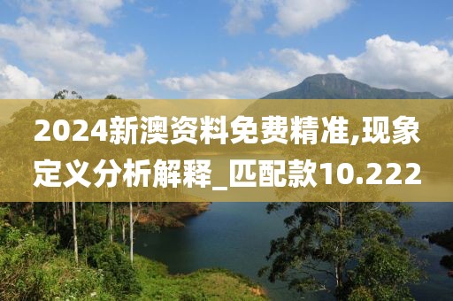 2024新澳資料免費精準,現象定義分析解釋_匹配款10.222