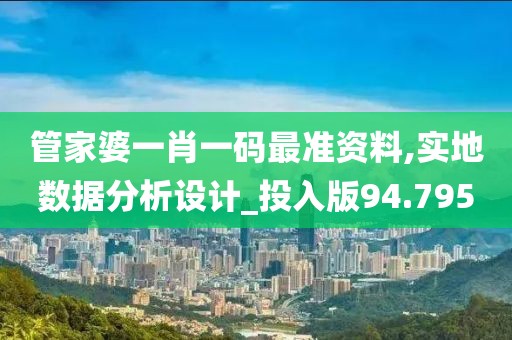 管家婆一肖一碼最準資料,實地數據分析設計_投入版94.795